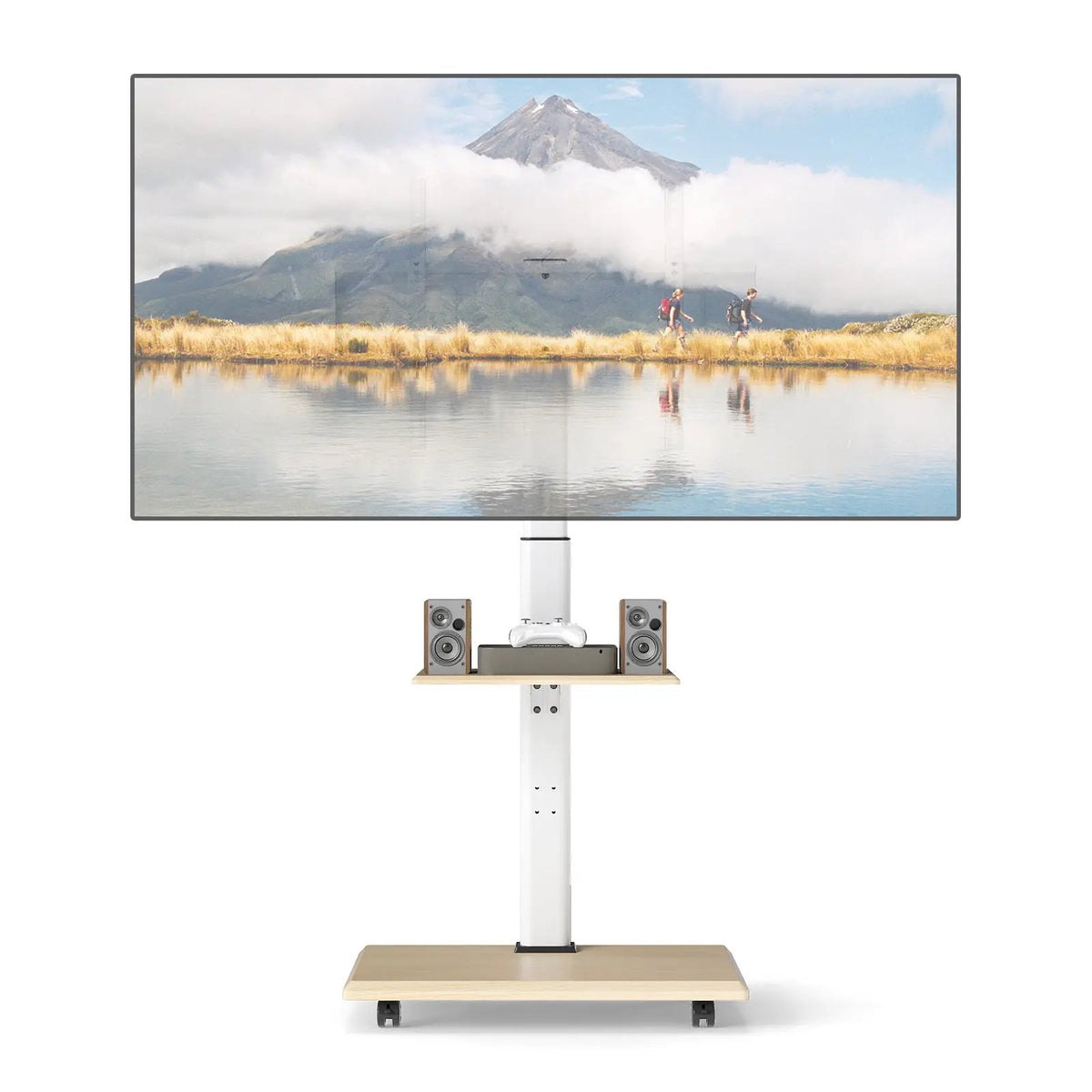 Rolling TV Stand on Wheels Mobile TV Cart for 32-75 Inch TVs Portable AV Cart, photo 5 of 16