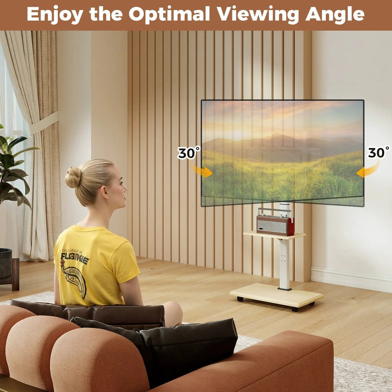 Rolling TV Stand on Wheels Mobile TV Cart for 32-75 Inch TVs Portable AV Cart by DirectDeals