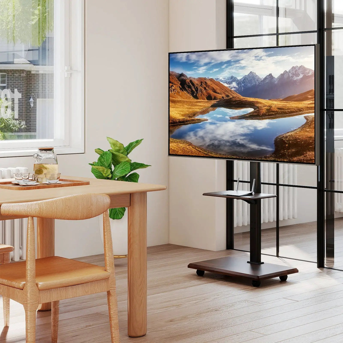 Rolling TV Stand on Wheels Mobile TV Cart for 32-75 Inch TVs Portable AV Cart, photo 2 of 16