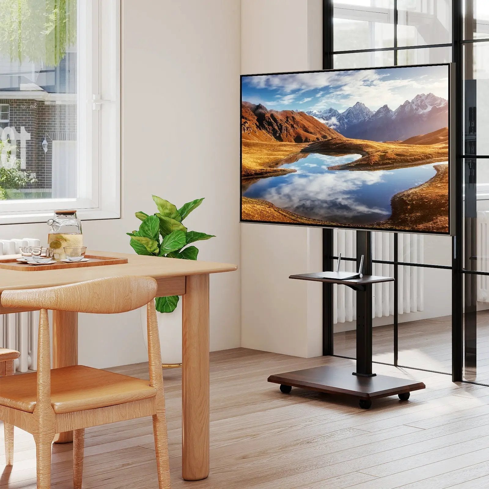 Rolling TV Stand on Wheels Mobile TV Cart for 32-75 Inch TVs Portable AV Cart by DirectDeals