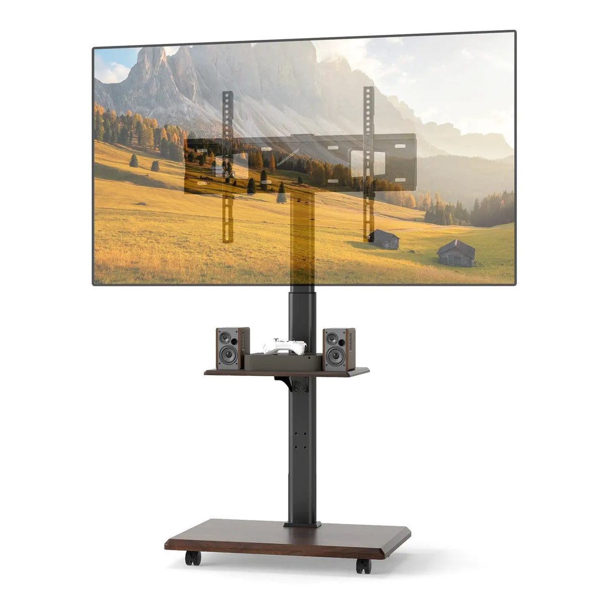 Rolling TV Stand on Wheels Mobile TV Cart for 32-75 Inch TVs Portable AV Cart, photo 6 of 16