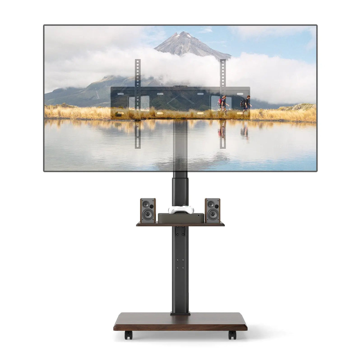 Rolling TV Stand on Wheels Mobile TV Cart for 32-75 Inch TVs Portable AV Cart, photo 8 of 16