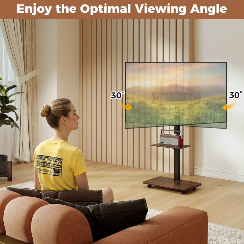 Rolling TV Stand on Wheels Mobile TV Cart for 32-75 Inch TVs Portable AV Cart by DirectDeals