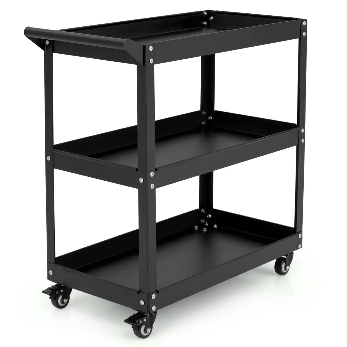 3-Tier Rolling Tool Cart with Spacious Shelves 4 Universal Wheels and 2 Brakes, photo 7 of 16