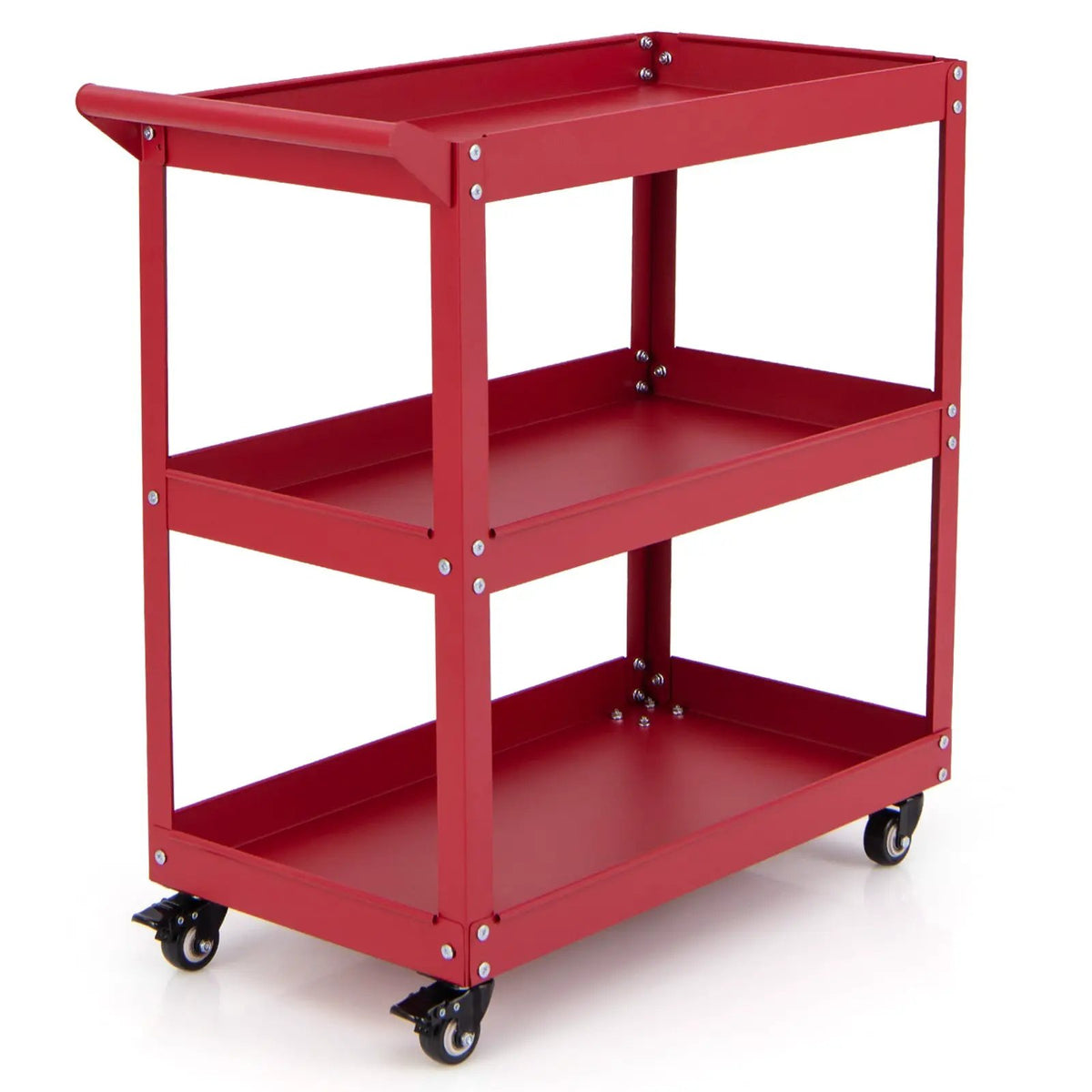 3-Tier Rolling Tool Cart with Spacious Shelves 4 Universal Wheels and 2 Brakes, photo 8 of 16