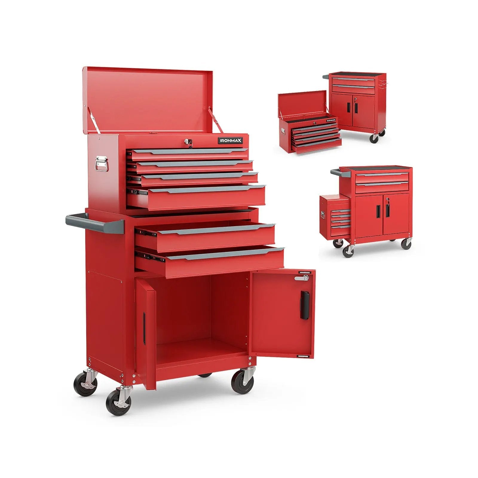 6-Drawer Rolling Tool Storage Chest Cabinet with Universal Wheels and Hooks by DirectDeals