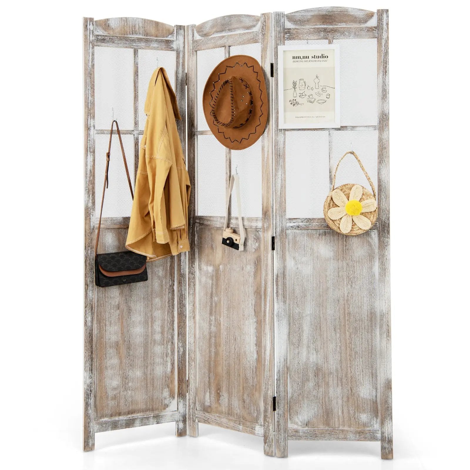 6 Feet Folding Privacy Screen-Coffee by DirectDeals