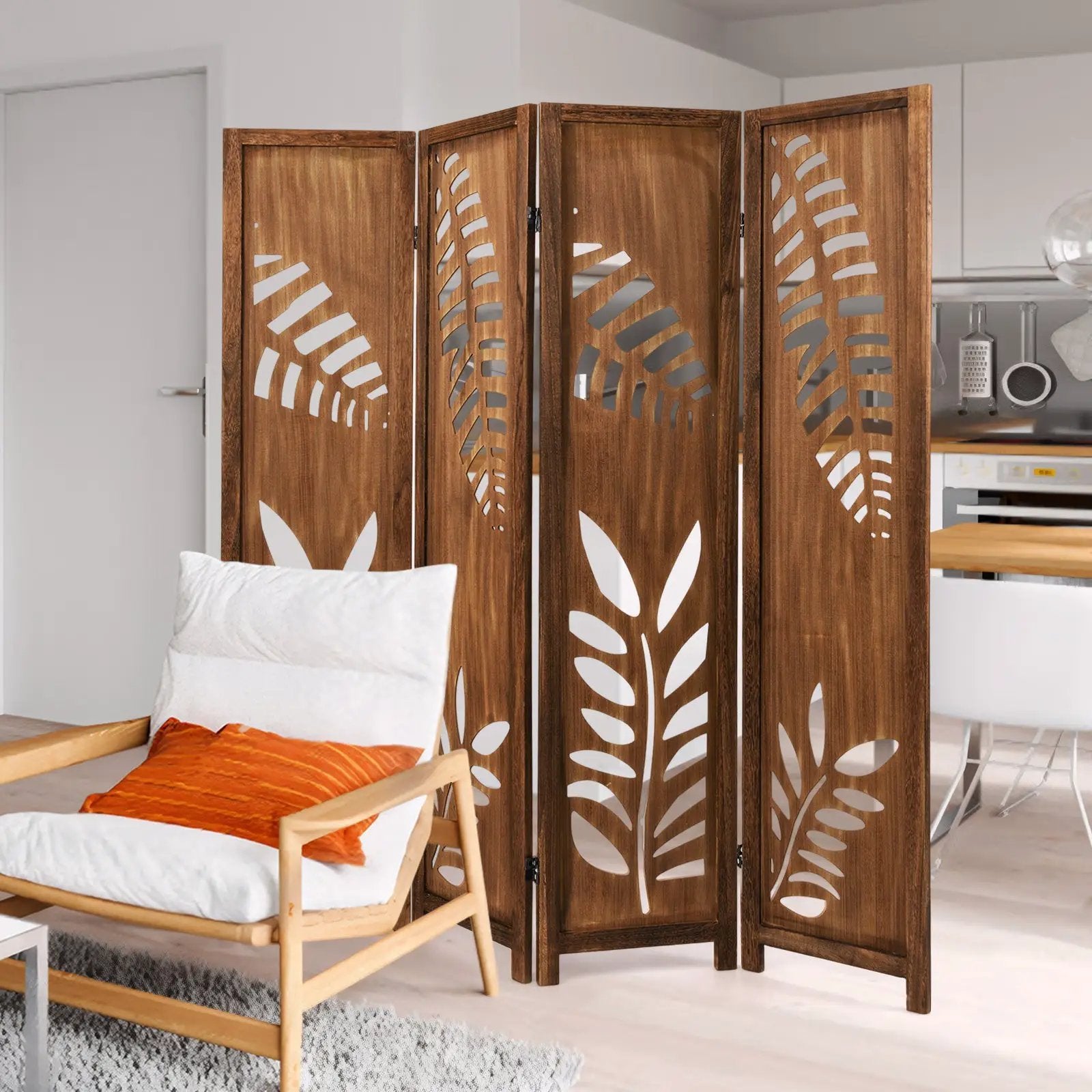 Room Divider 5.6 FT Folding Partition Stand with Double Action Metal Hinges by DirectDeals