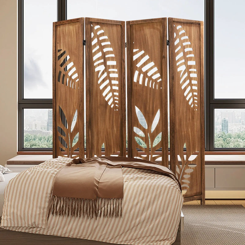 Room Divider 5.6 FT Folding Partition Stand with Double Action Metal Hinges by DirectDeals