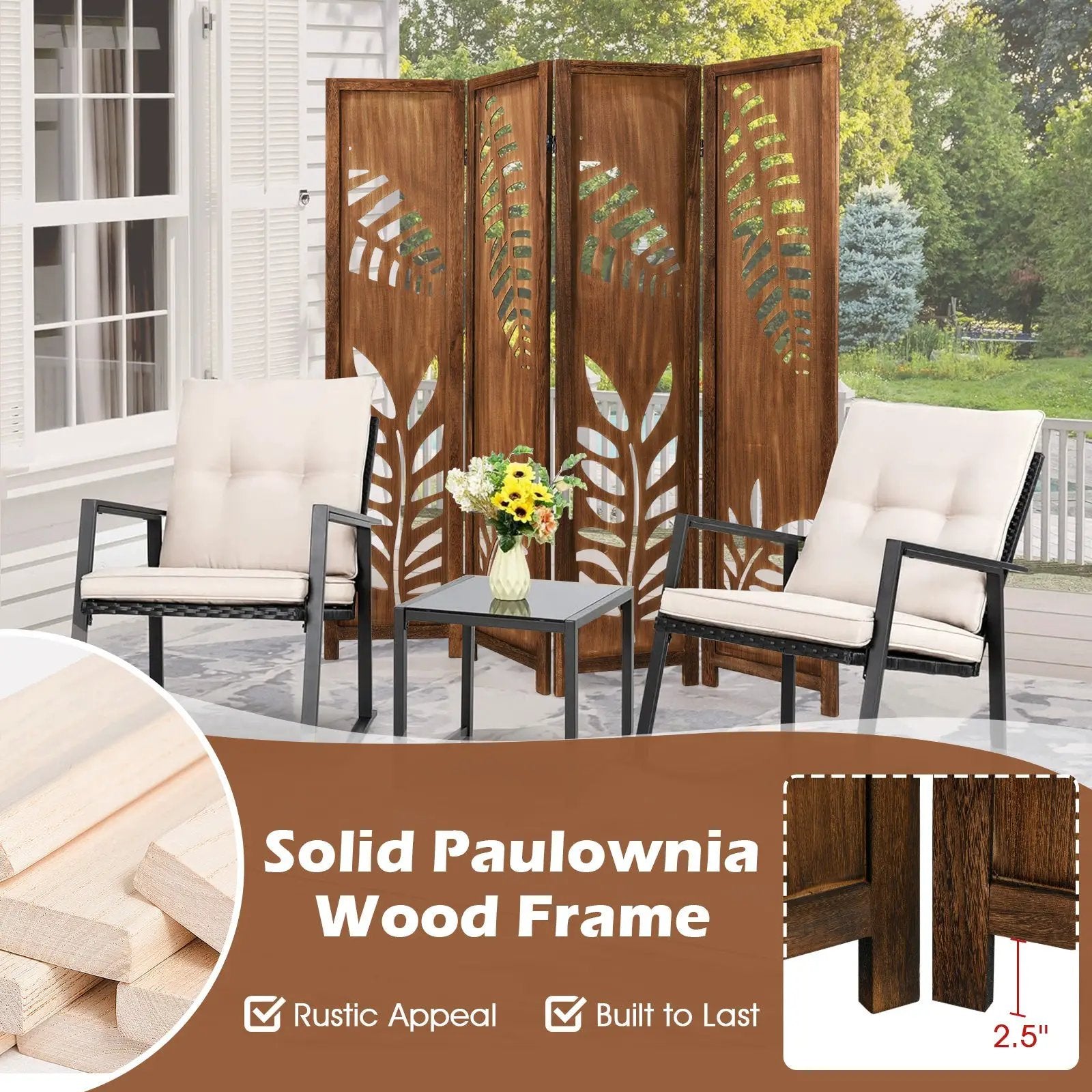 Room Divider 5.6 FT Folding Partition Stand with Double Action Metal Hinges by DirectDeals