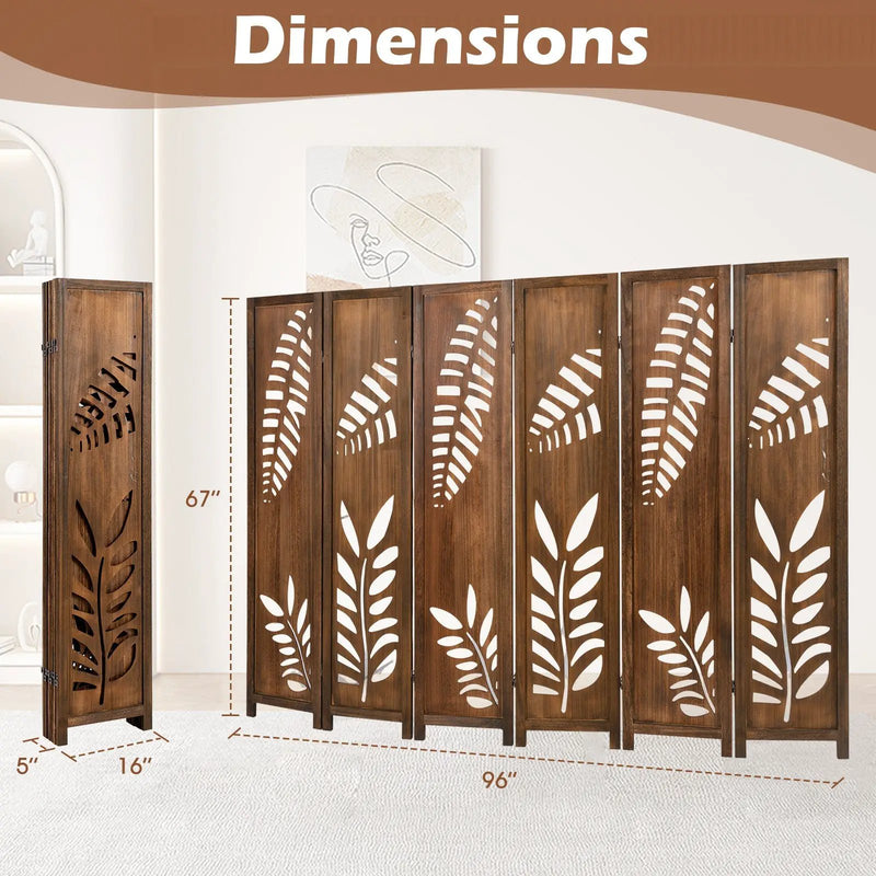 Room Divider 5.6 FT Folding Partition Stand with Double Action Metal Hinges by DirectDeals