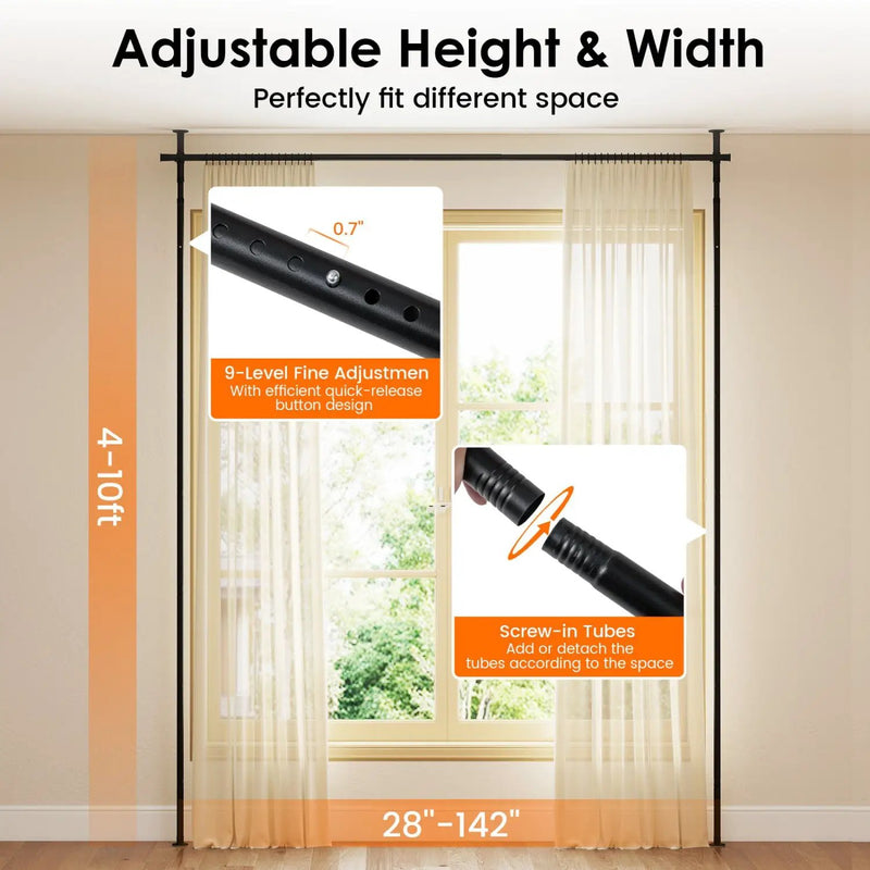 Room Divider Curtain Rod with Adjustable Floor to Ceiling Tension Rod (Curtains Not Included) by DirectDeals