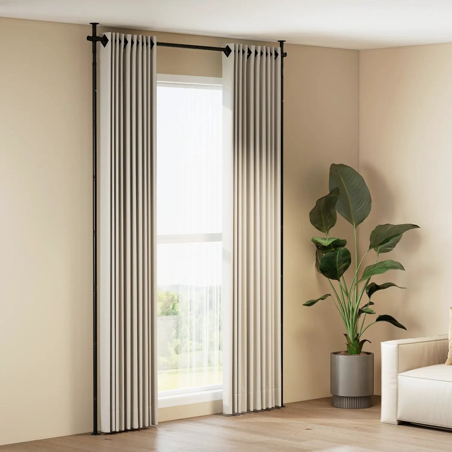 Room Divider Curtain Rod with Adjustable Floor to Ceiling Tension Rod No Drilling Required by DirectDeals