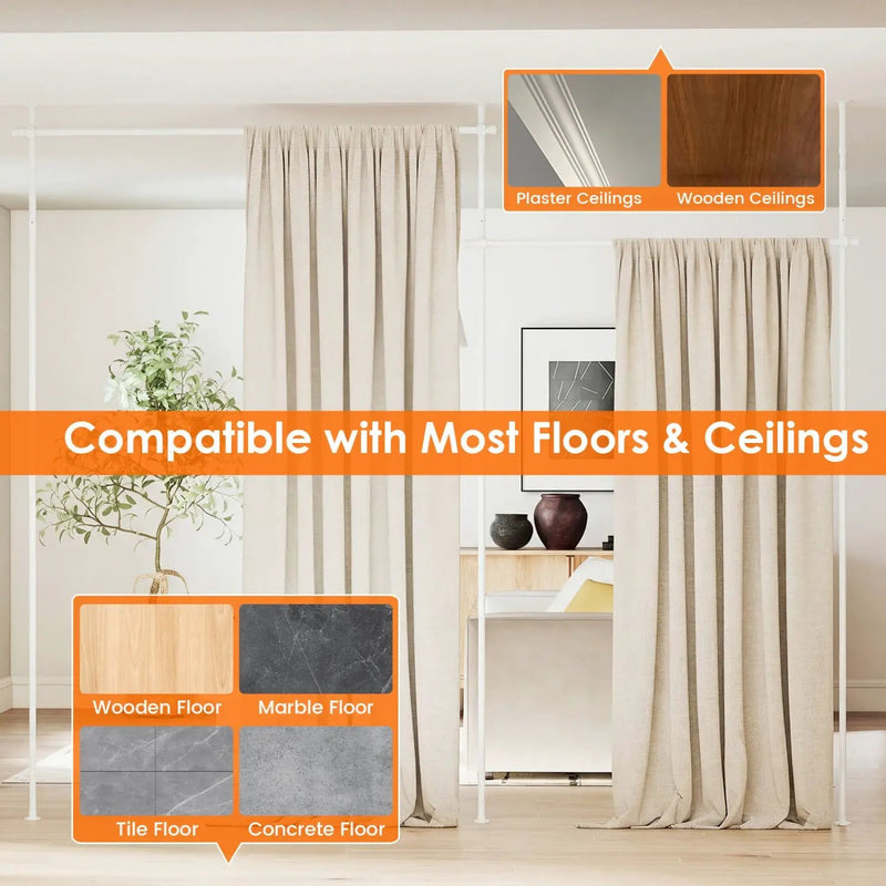 Room Divider Curtain Rod with Adjustable Floor to Ceiling Tension Rod (Curtains Not Included) by DirectDeals