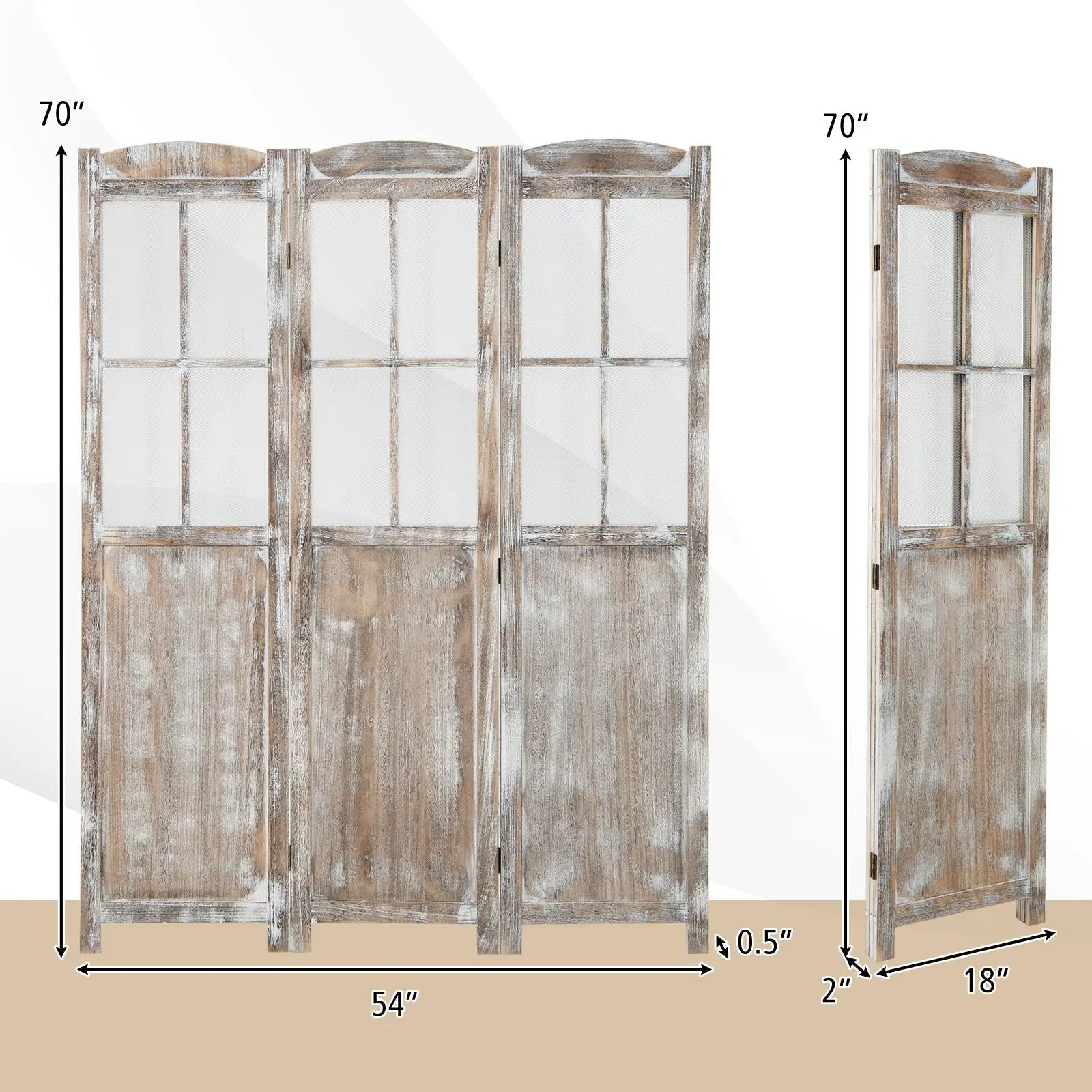 6 Feet Folding Privacy Screen-Coffee by DirectDeals