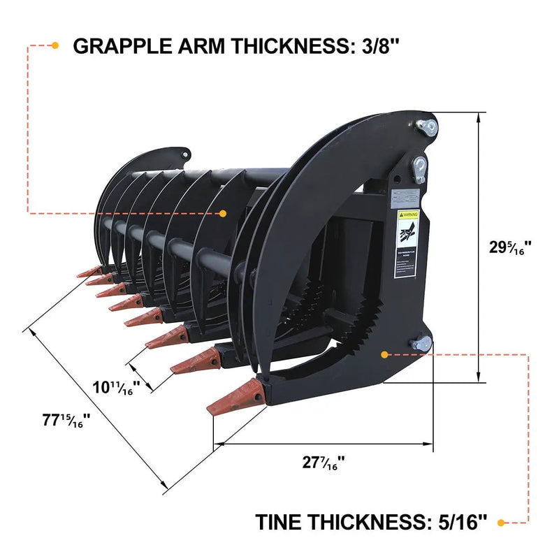 Greatbear 78" Heavy Root Grapple Rake by Chery Industrial