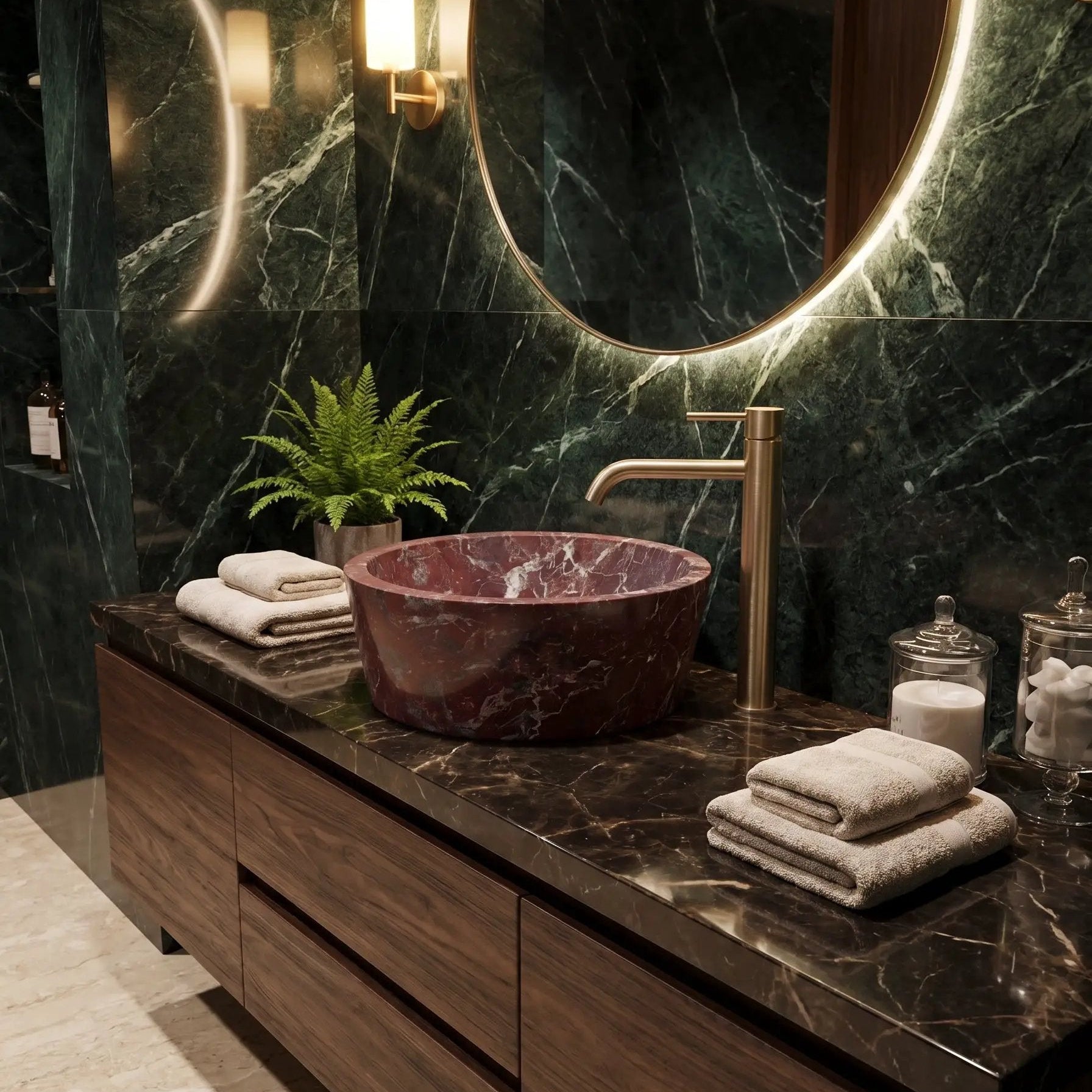 Rosso Levanto Above-Vanity Tapered Vessel Bathroom Sink by GMSTONE