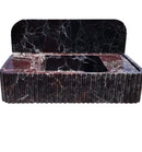 Rosso Levanto Marble Wall-mount Bathroom Sink Fluted Front with 8" Backsplash by GobekDesign