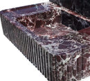 Rosso Levanto Marble Wall-mount Bathroom Sink Fluted Front with 8" Backsplash by GobekDesign