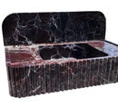 Rosso Levanto Marble Wall-mount Bathroom Sink Fluted Front with 8" Backsplash by GobekDesign