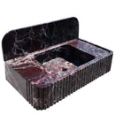 Rosso Levanto Marble Wall-mount Bathroom Sink Fluted Front with 8" Backsplash by GobekDesign