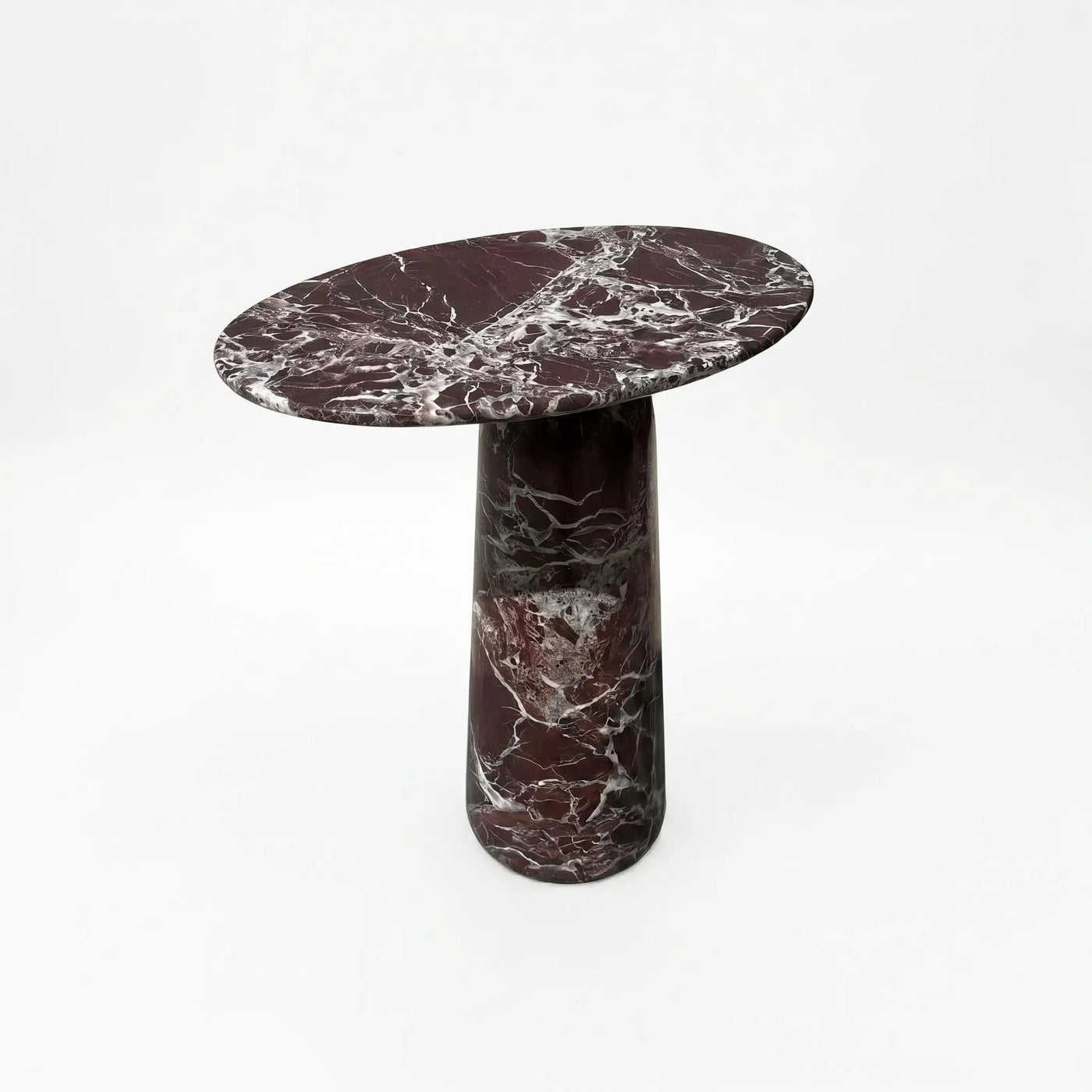 Rosso Levanto Marble Designer Side Table - Polished D12xL17xH20 Inches by GobekDesign