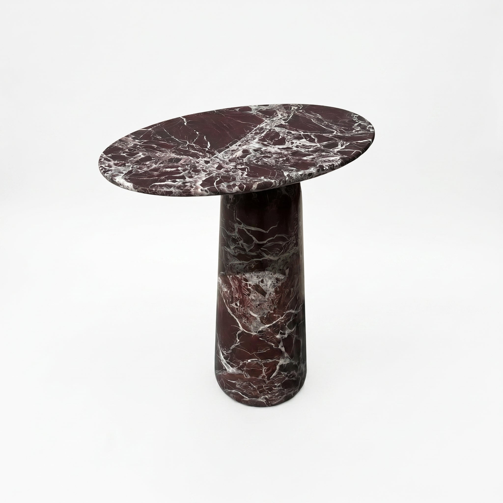Rosso Levanto Marble Designer Side Table - Polished D12xL17xH20 Inches by GobekDesign