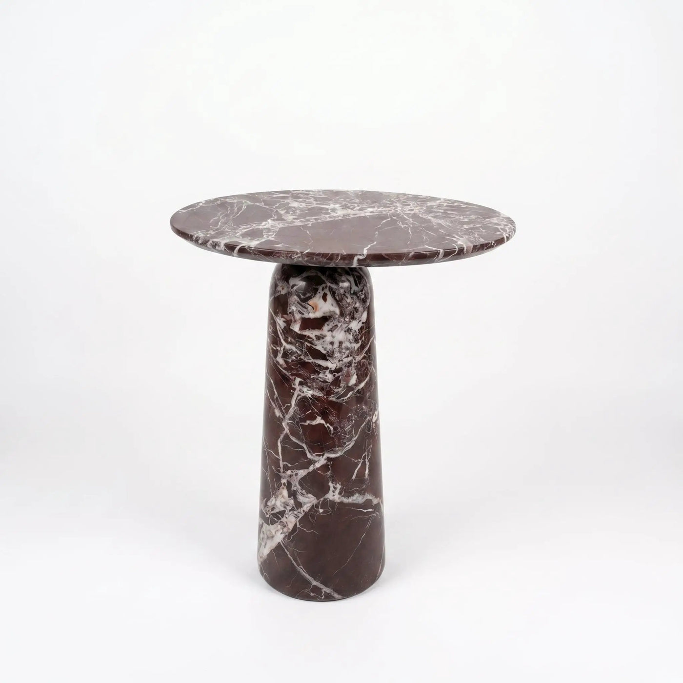 Rosso Levanto Marble Designer Side Table - Polished D12xL17xH20 Inches by GobekDesign