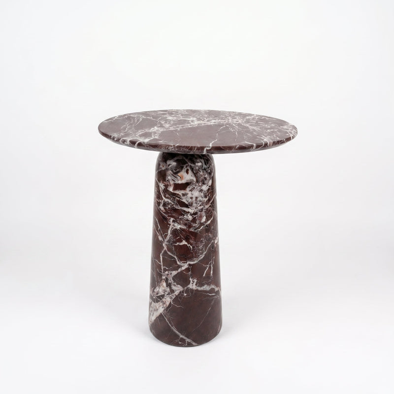 Rosso Levanto Marble Designer Side Table - Polished D12xL17xH20 Inches by GobekDesign