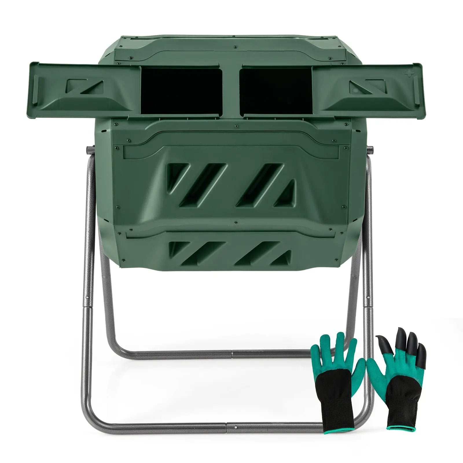 360° Rotatable Tumbling Composter with 2 Sliding Doors-Green by DirectDeals