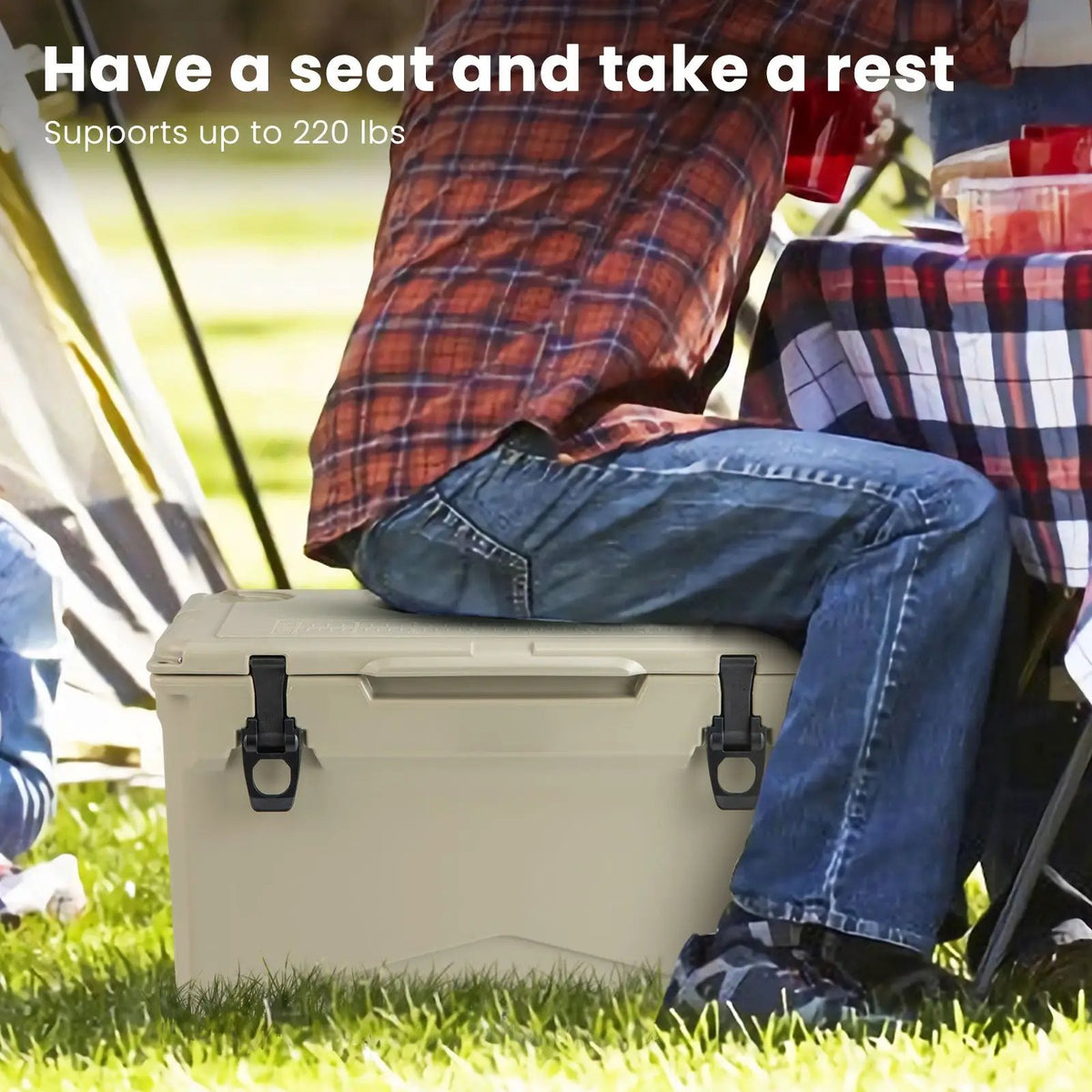 Rotomolded Cooler with Integrated Cup Holders and Bottle Opener by DirectDeals