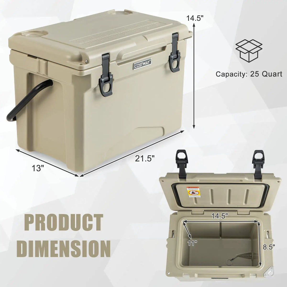 25 QT Hard Cooler with Aluminum Handle and Integrated Cup Holders by DirectDeals