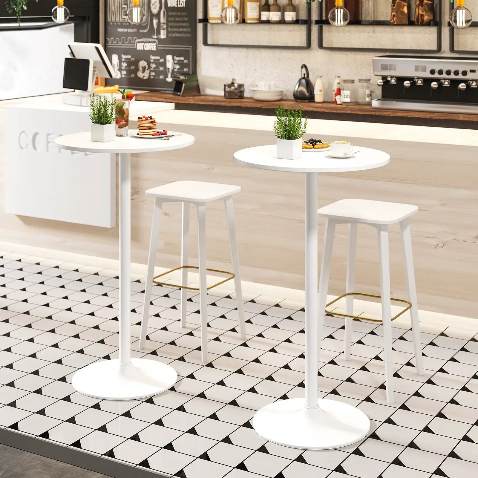 Round Bistro Table 40 Inch Bar Height Tall Coffee Cocktail Table by DirectDeals