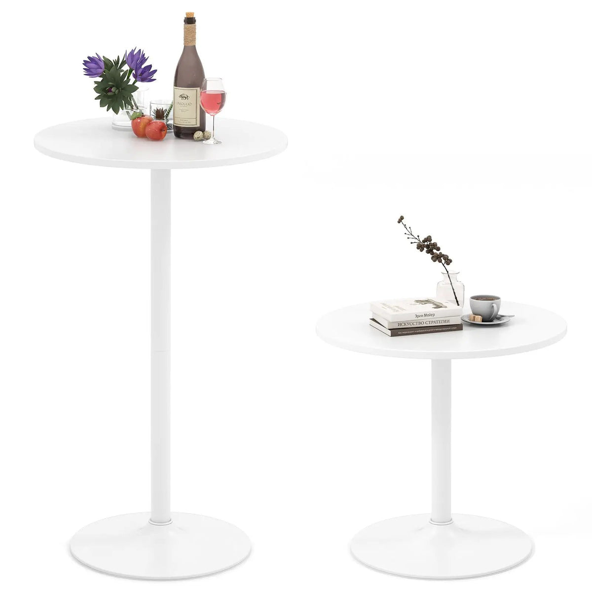 Round Bistro Table 40 Inch Bar Height Tall Coffee Cocktail Table, photo 10 of 16