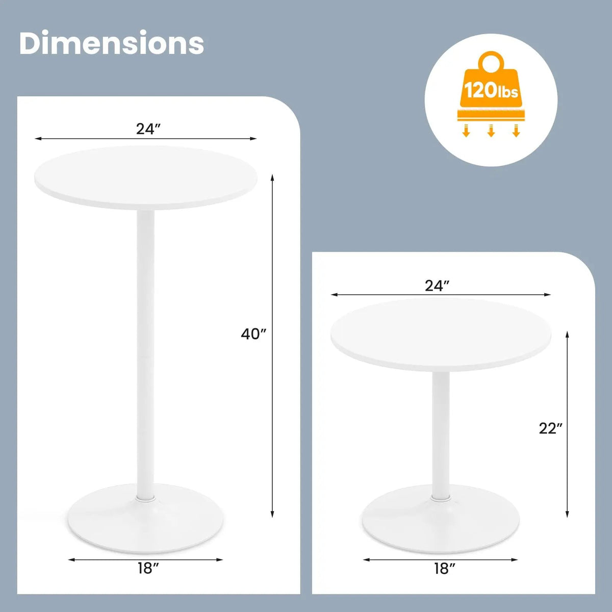 Round Bistro Table 40 Inch Bar Height Tall Coffee Cocktail Table, photo 8 of 16