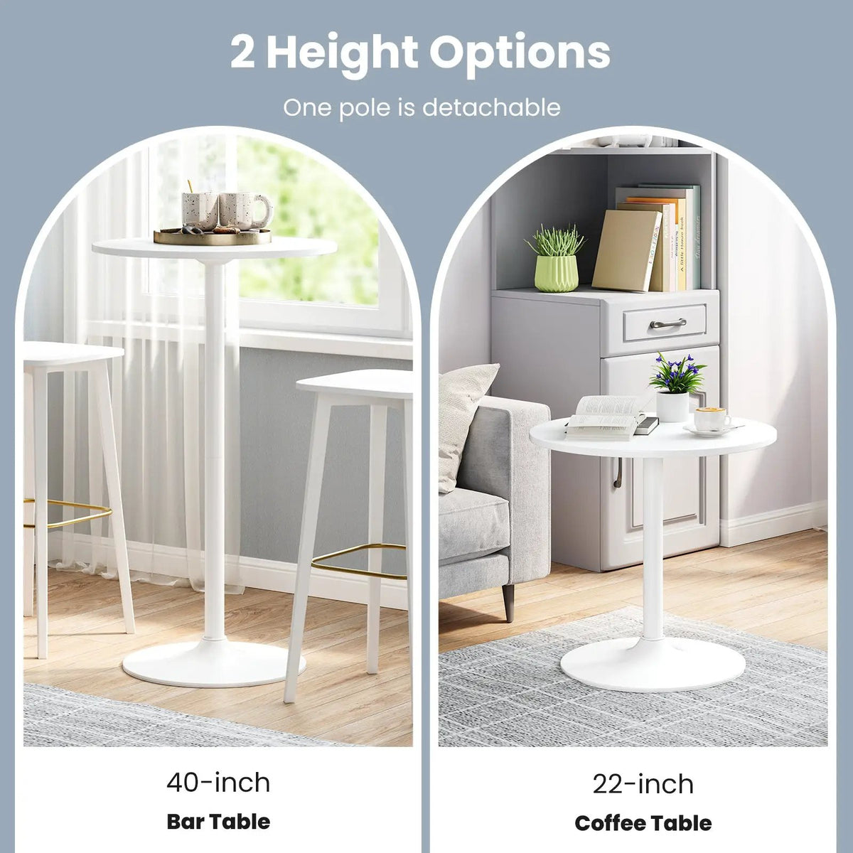 Round Bistro Table 40 Inch Bar Height Tall Coffee Cocktail Table, photo 2 of 16