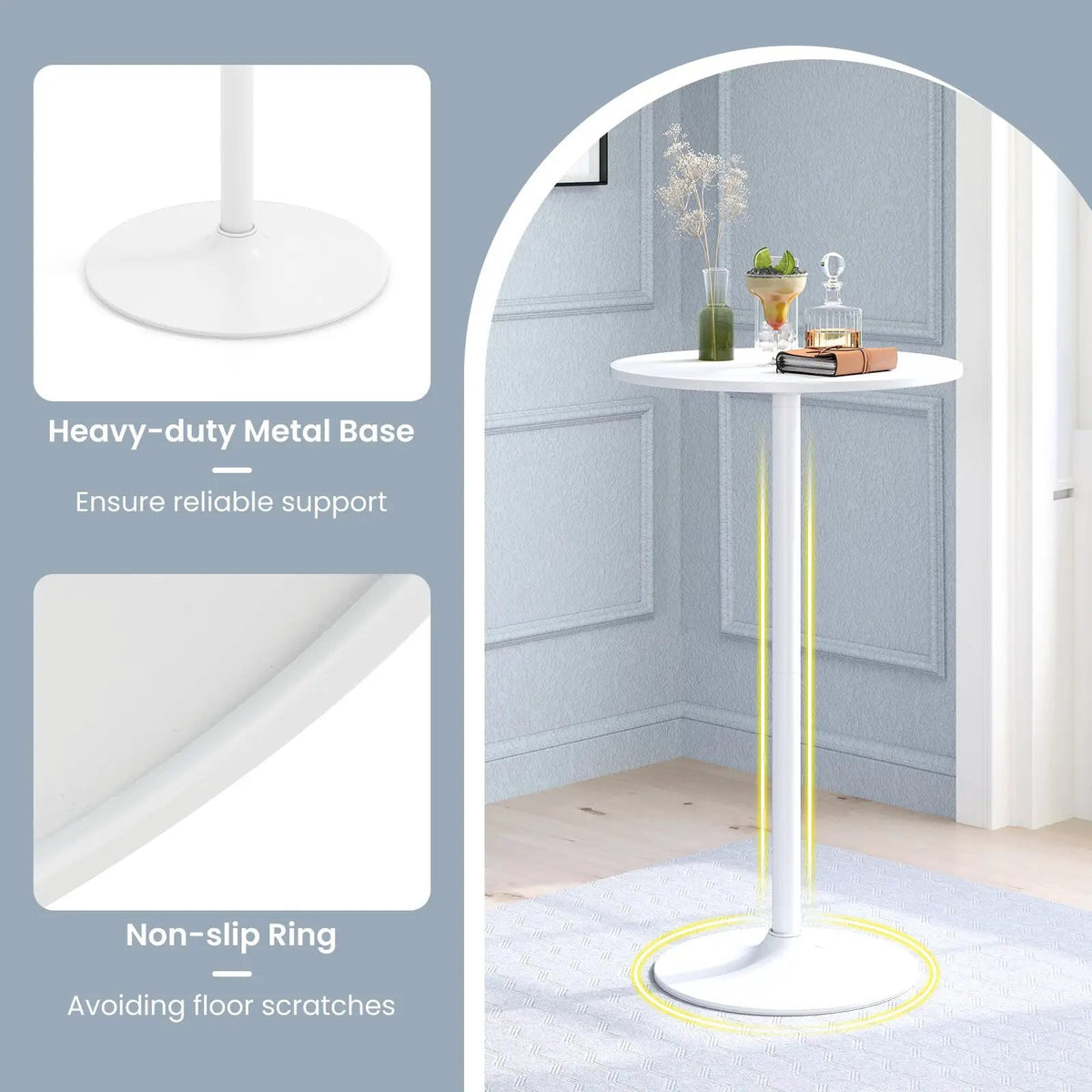 Round Bistro Table 40 Inch Bar Height Tall Coffee Cocktail Table, photo 6 of 16