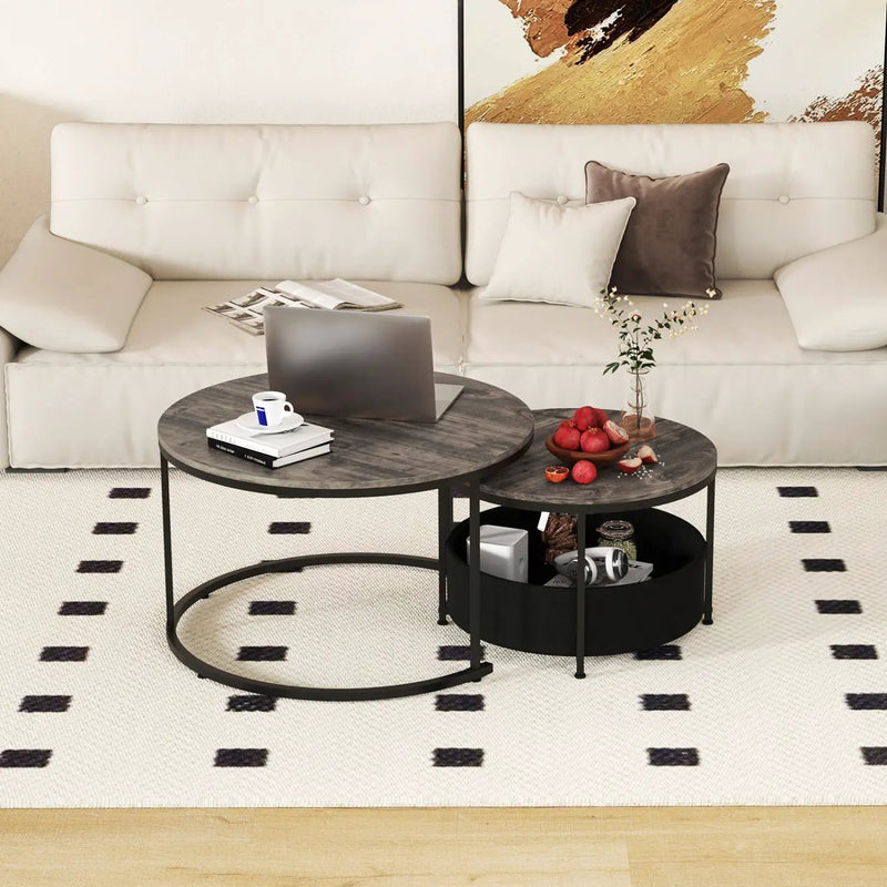Round Coffee Table Set of 2 by DirectDeals