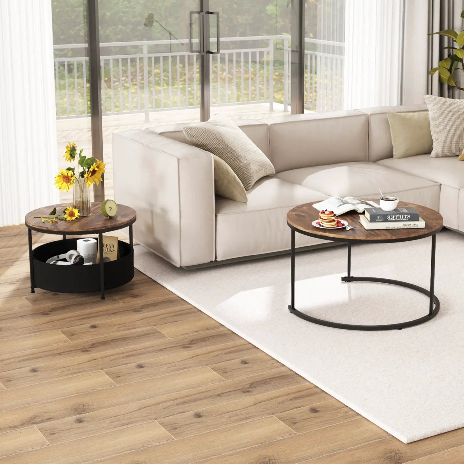 Round Coffee Table Set of 2 by DirectDeals