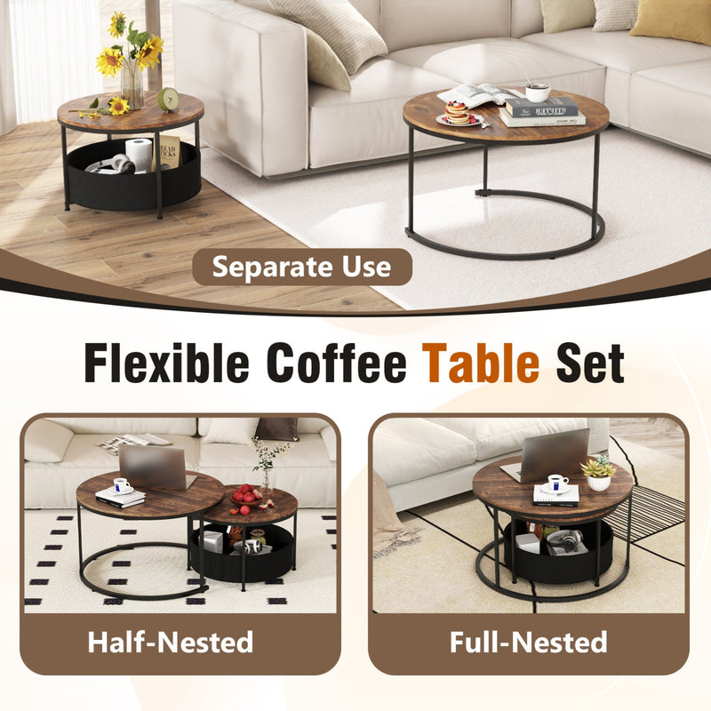 Round Coffee Table Set of 2 by DirectDeals
