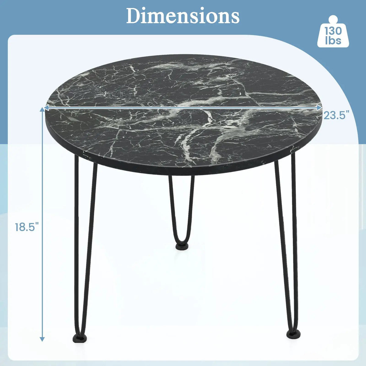 Round Coffee Table with Thickened Tabletop and Metal Tripod Legs, photo 5 of 9