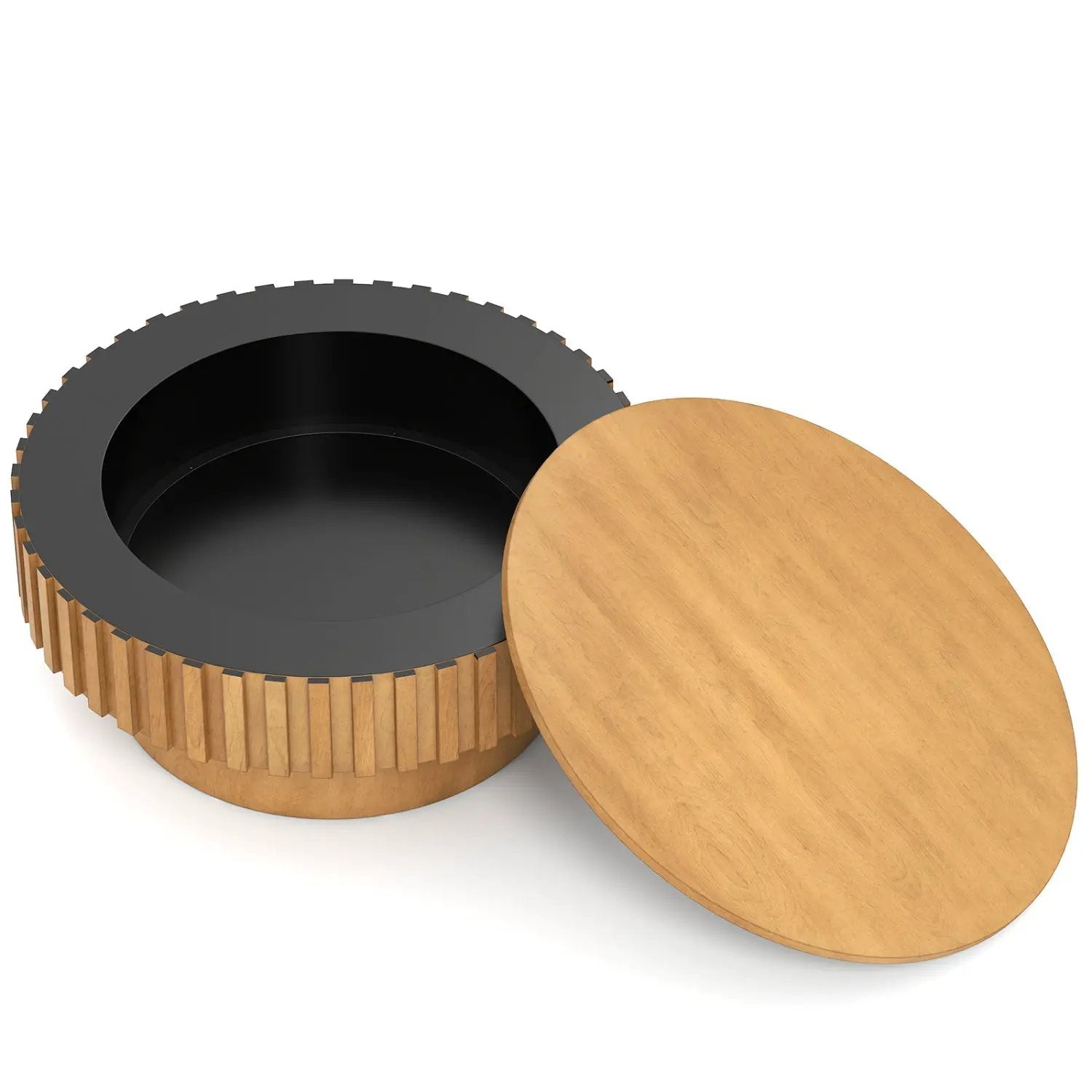 Round Coffee Table with Storage Modern Wooden Drum Coffee Table with Hidden Compartment by DirectDeals