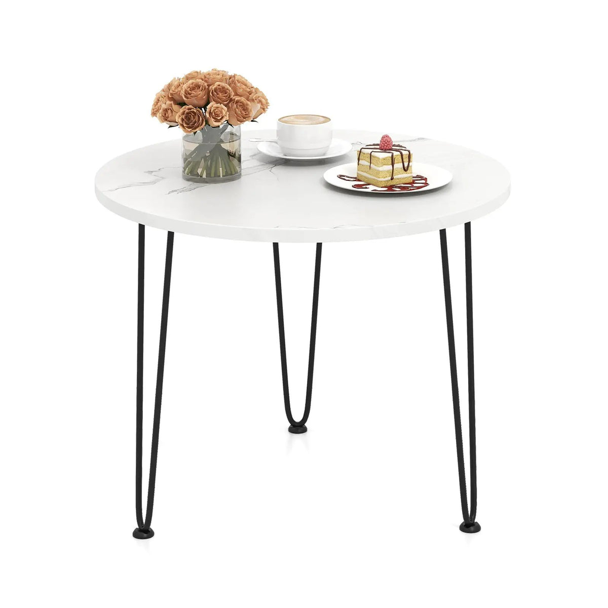 Round Coffee Table with Thickened Tabletop and Metal Tripod Legs, photo 9 of 9