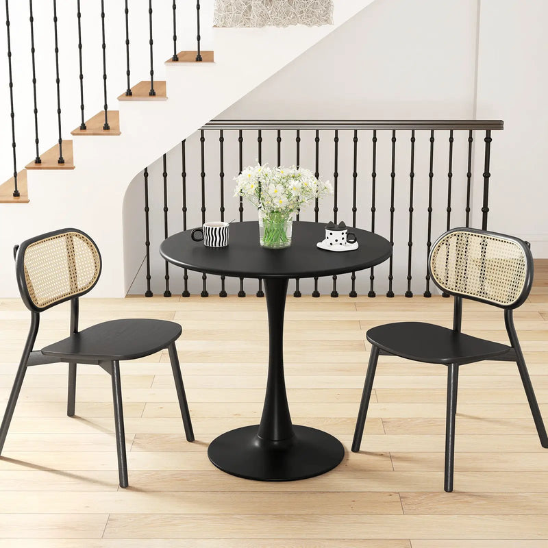31.5 Inch Round Dining Table with Anti-Slip PP Ring-Black by DirectDeals