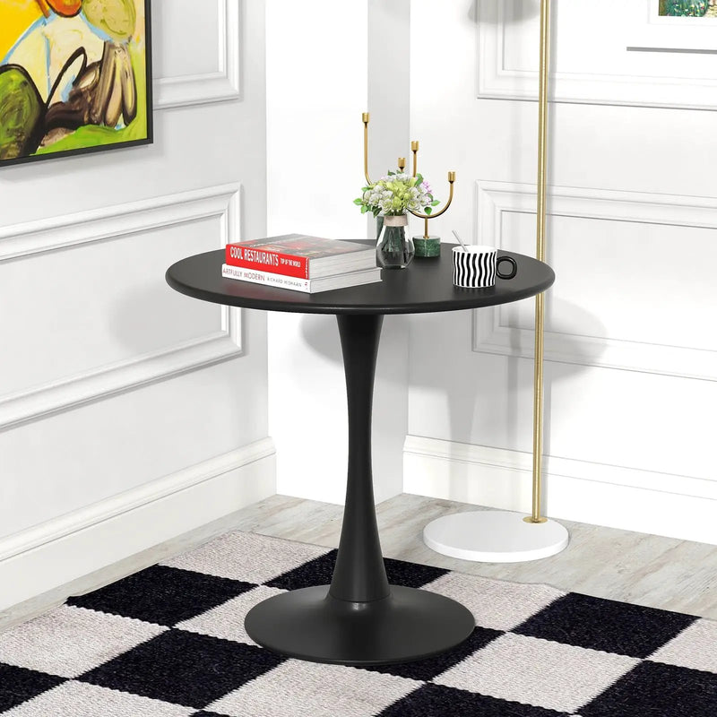 31.5 Inch Round Dining Table with Anti-Slip PP Ring-Black by DirectDeals
