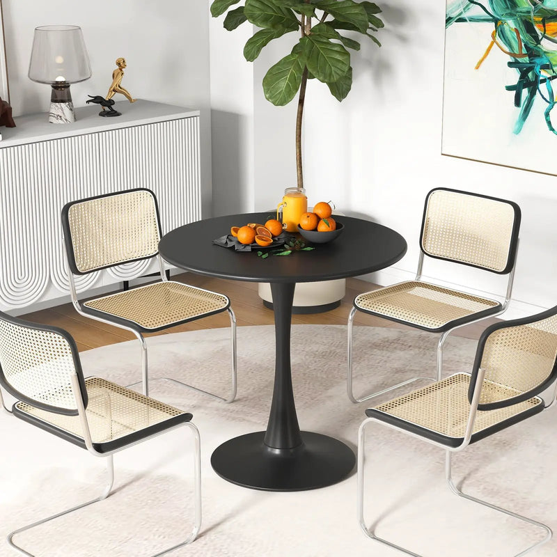 31.5 Inch Round Dining Table with Anti-Slip PP Ring-Black by DirectDeals