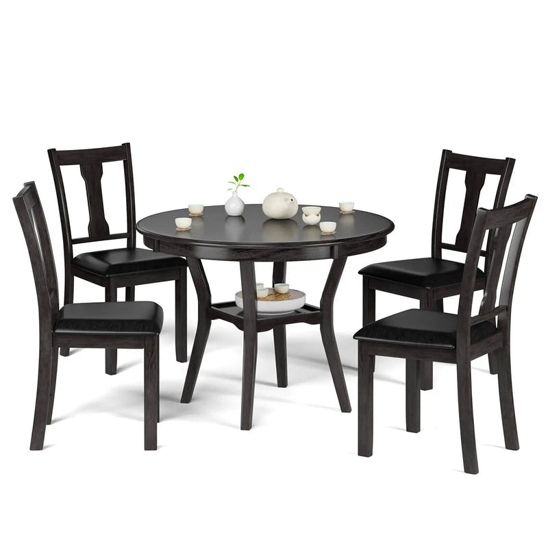 5-Piece Round Dining Table Set Wooden Kitchen Modern Table and 4 Chairs by DirectDeals