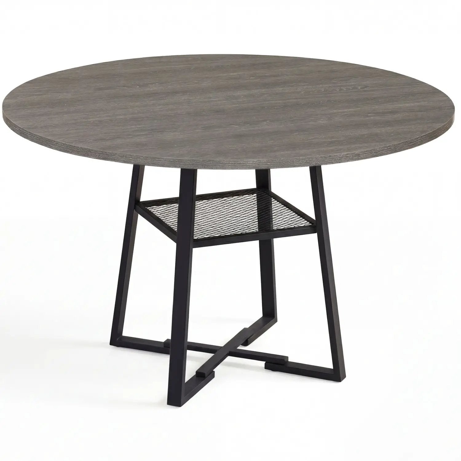 Round Dining Table for 4-6 with Storage Shelf and Metal Legs by DirectDeals