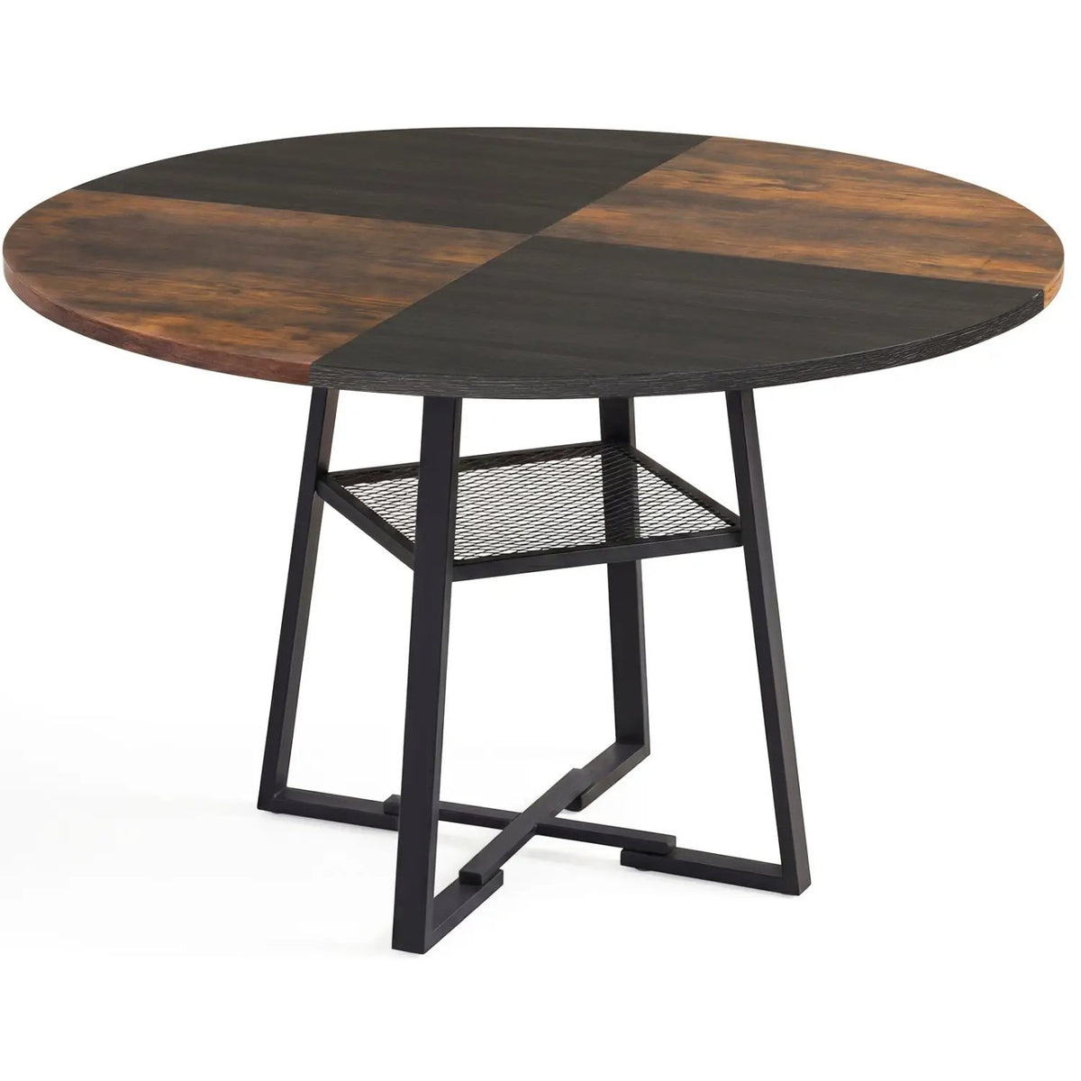 Round Dining Table for 4-6 with Storage Shelf and Metal Legs, photo 4 of 10