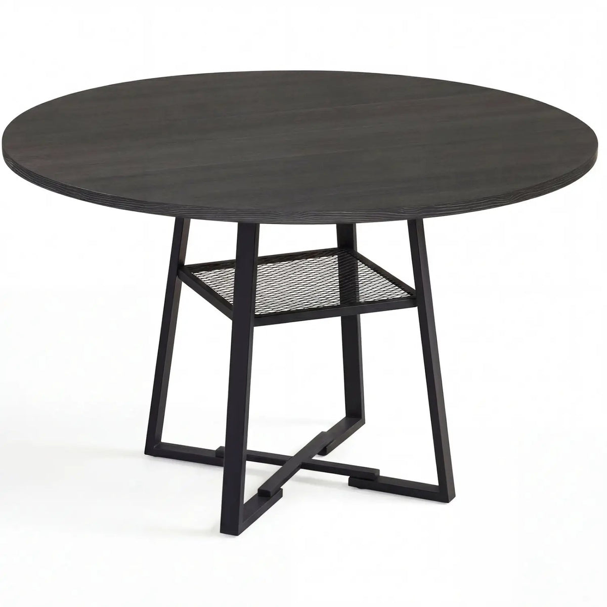Round Dining Table for 4-6 with Storage Shelf and Metal Legs, photo 9 of 10
